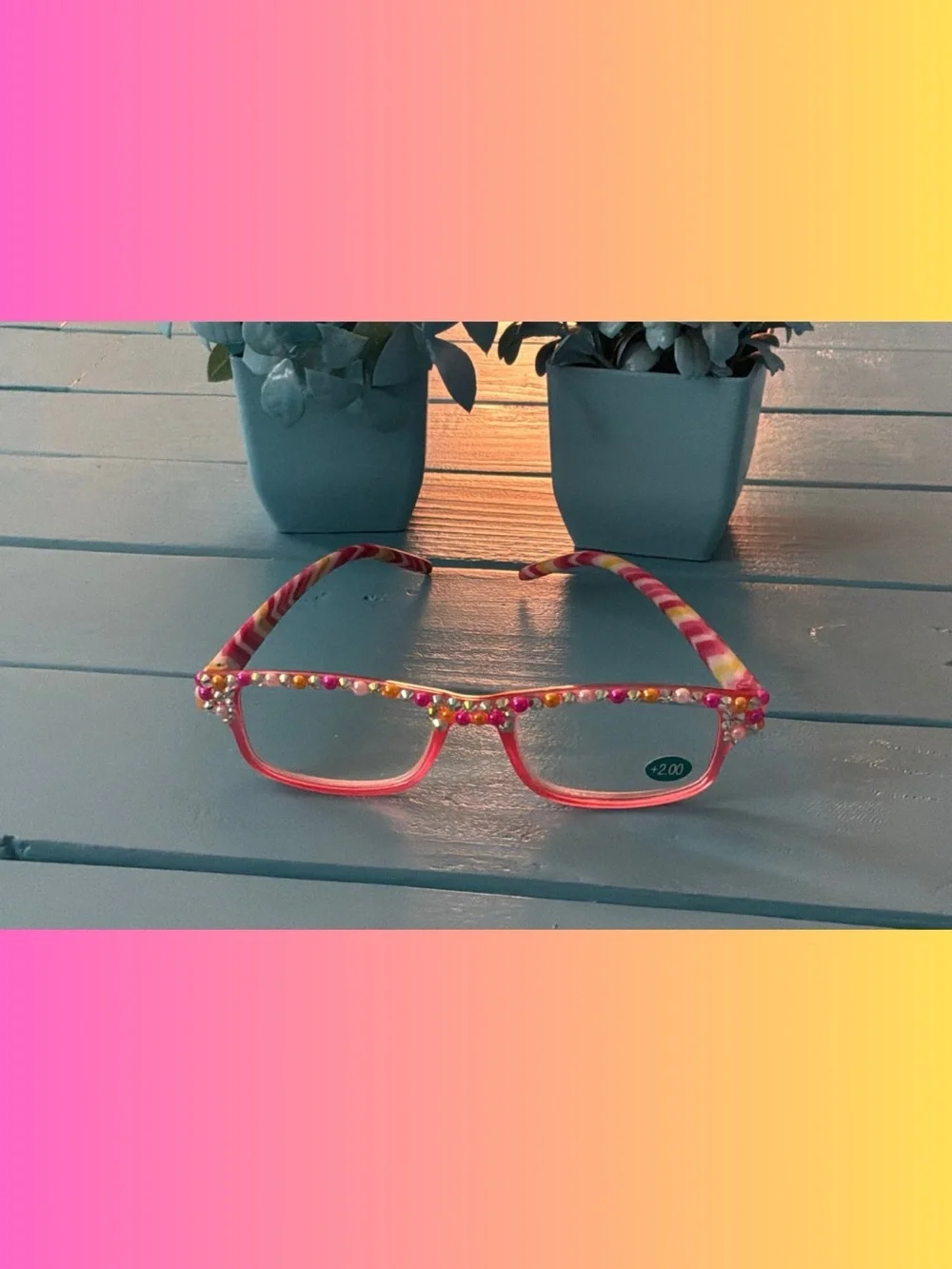 Handmade Bling Pink Reading Glasses +2.00